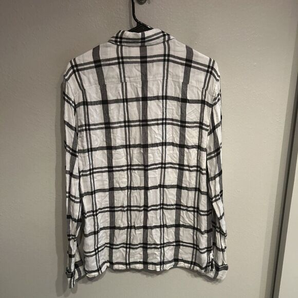 Allsaints Mens Medium White Long Sleeve Viscose Loop Collar Button Up Shirt - Picture 6 of 8